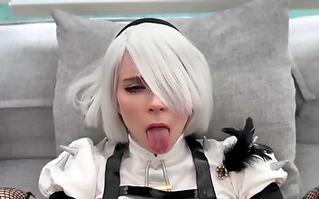 Japanese Babe Gets Pounded In All Positions, Takes Cum On Her Face As Cosplay NieR: Automata