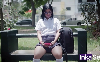 Shy College Girl With Bigger Booty Skips Class And Gets Caught By Unknown Man With Huge Cock