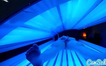 Caught in the Act! Latina Teen Pleasures Herself on a Tanning Bed