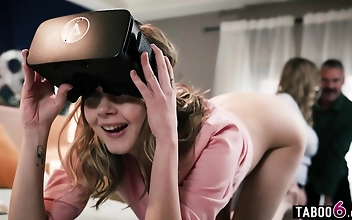 Discover the Ultimate Turn-On: Watch Tiny 18-Year-Old Stepdaughter Teen in VR Headset!