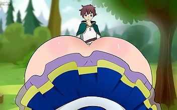 Busty Aqua In A Short Skirt Seduces Kazuma In Hentai Cartoon Parody - God's Blessing On This Wonderful World!